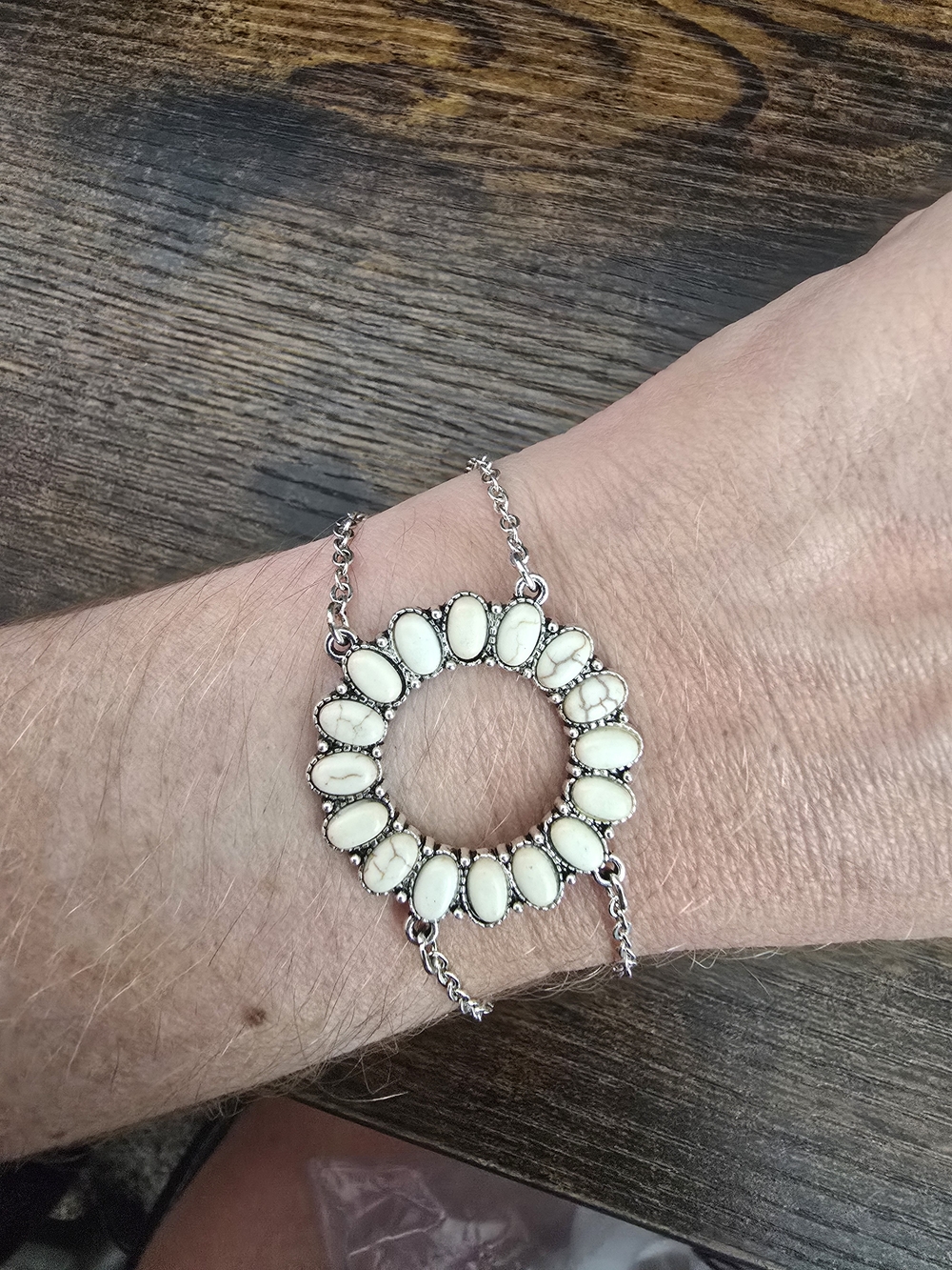 Plunder White Stone Circle Pendant Bracelet - Women Jewelry